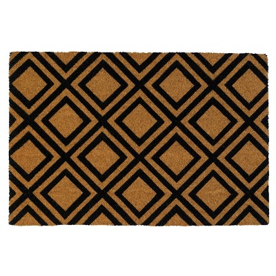 Entryways 2' X 3' Diagonal Tiles Indoor/outdoor Recycled Rubber And Coir  Doormat Natural/black : Target