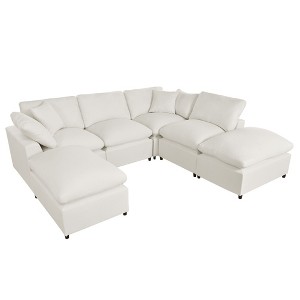 NicBex Modern 134.4" Sectional Sofa Modular U Shape Sofa Couch with 2 Removable Ottomans for Living Room Apartment - 1 of 4
