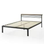 Hylle Metal Platform Bed with Low Headboard Shelf Black - Mellow