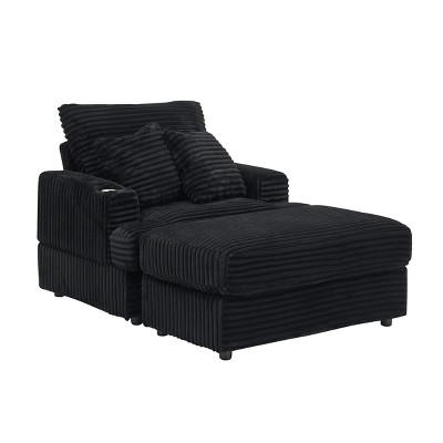 VYNXARIA 39-inch Spring upholstered armchair  Ottoman set - comfortable single sofa with cup holder and corduroy fabric for living room or bedroom