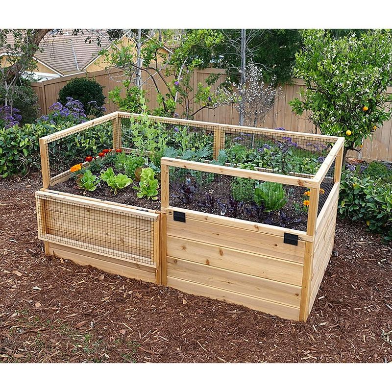Jumbl Cedar Raised Garden Bed & Herb Planter Box W/Fence, 72"x39"x33", 4 of 6