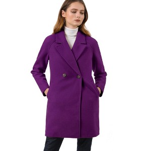 INSPIRE CHIC Women's Notched Lapel Double Breasted Raglan Sleeve Winter Coat - 1 of 4