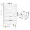 Fluted 5-Drawer Wood Dresser, Modern White Tall Dresser with Gold Handles, Bedroom, Living Room Storage Organizer for Hallway/Entryway - 3 of 4