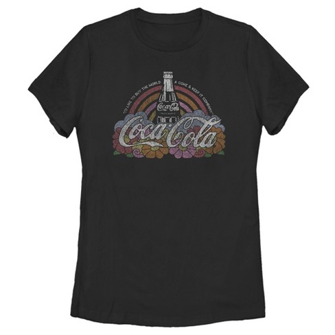 Women's Coca Cola Unity Distressed Rainbow Logo T-shirt - Black ...