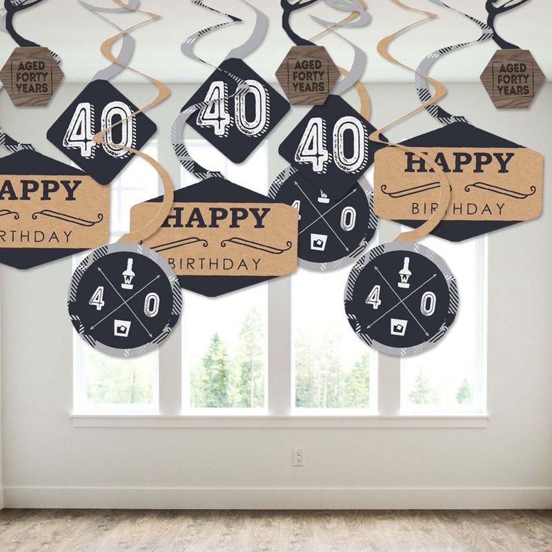 Big Dot of Happiness 40th Milestone Birthday - Birthday Party Hanging Decor - Party Decoration Swirls - Set of 40, 3 of 9