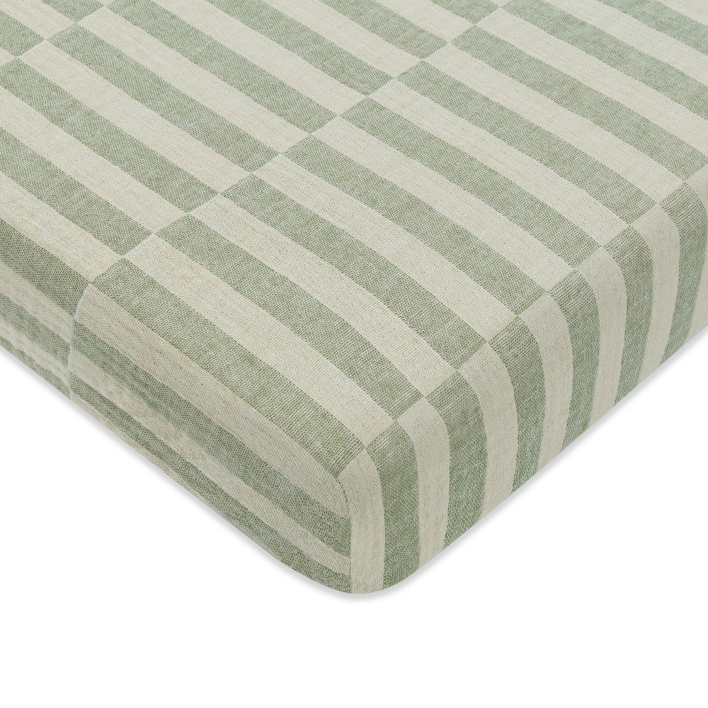 Photos - Bed Linen Babyletto Muslin Mini Crib Sheet, GOTS Certified Organic Cotton - Moss Stripe