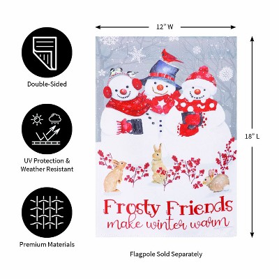 Frosty Friends Suede Garden Flag with Snowmen Design