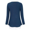 Women's Contrast Collared Shirts Patchwork Work Blouse Tunics Tops - 3 of 4