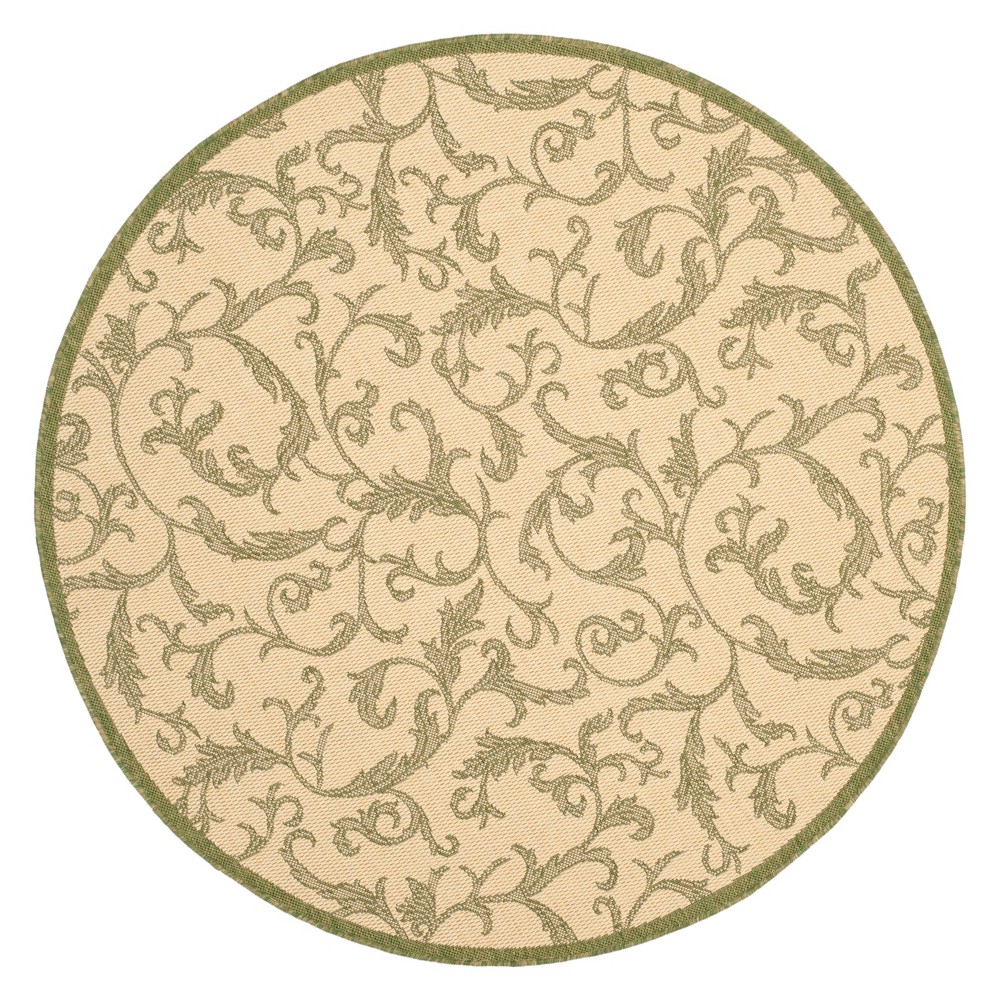 5'3in Round Jassy Outdoor Rug Natural/Olive - Safavieh