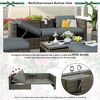YOOCOZZ 5-Piece PE Rattan Outdoor Sofa Set with Reclining Three-Seater, 3 Square Stools and Lift-Top Coffee Table - Grey - 4 of 4