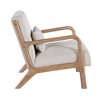 JUJABU Modern Accent Chair with Ribbed Corduroy Upholstery & Lumbar Pillow – Natural Wood Frame - 3 of 4