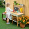 VEVOR Mud Kitchen for Kids, Wooden Toy Play Kitchen Set, Pretend Play Kitchen with Planter Box, Stoves, Tank, Faucet, Blackboard, Wood Color - 2 of 4