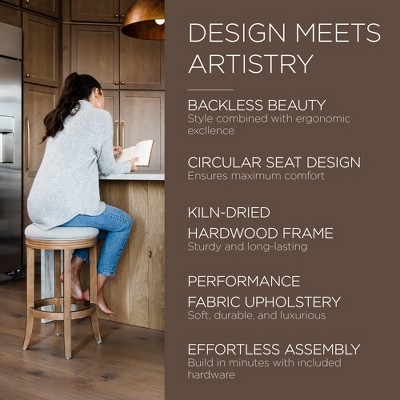 Eva Weathered Oak Round Backless Swivel Counter Stool