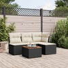 vidaXL Patio Sofa Set with Cushions Outdoor Furniture 5 Piece Poly Rattan - Black and Cream - 2 of 4