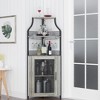 Garvee Corner Wine Bar Cabinet with Detachable Wine Rack, Bar Cabinet, Small Sideboard and Buffet Cabinet with Mesh Door (Retro Brown/Grey) - 3 of 4