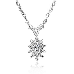 Pompeii3 1/2CT Marquise Halo Pave Diamond Solitaire Pendant 14K White Gold - 1 of 4