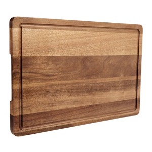 18 Inch Acacia Wood Chopping Board, Large Cutting Board for Kitchen with Deep Juice Grooves & Side Handles, Butcher Block Serving Tray for Food Prep - 1 of 4