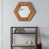 FONTOI Hexagon Wall Mirror Natural Teak Wood Frame Minimal Style Easy Install Decorative Accent for Living Room Bathroom, Natural, 18.5"*18.5"*0.7" - 3 of 4