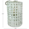 Essential Decor & Beyond 15.4" Tropical White Bamboo Hanging Lantern With Glass Candle Holder and Rope Handle Decorative Accent - 2 of 2