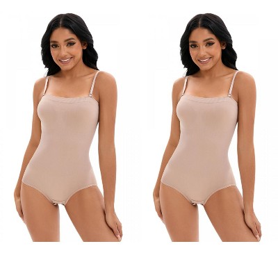 INSPIRE CHIC 2 Pcs Women's Cami Convertible Straps Slimming Waisted Buttons Bottom Butt Lifter Body Shapers