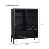 51.2'' Lighted Display Cabinet with Glass Doors and Drawers, Decorative Storage Cabinet with LED Lights and Metal Legs for Living Room-Maison Boucle - 4 of 4