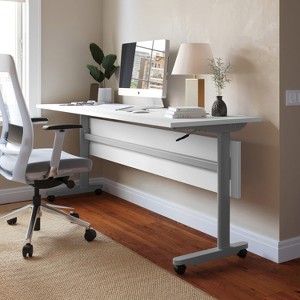 Emma and Oliver Heavy-Duty Flip Top Training Table with Nesting Design, Privacy Panel, T-Legs, Tabletop, Metal Frame - 1 of 4