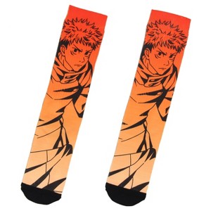 Jujutsu Kaisen Socks Mens Anime Yuji Itadori Character Sublimated Crew Socks - 1 of 3
