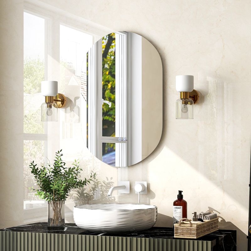 Costway 32'' x 20'' Oval Bathroom Wall Mirror Mounted Makeup Mirror with Lights & Anti-Fog, 3 of 11