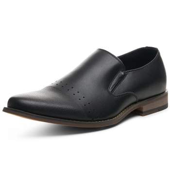 Alpine Swiss Double Diamond Mens Leather Slip-On Loafers Dress Shoes