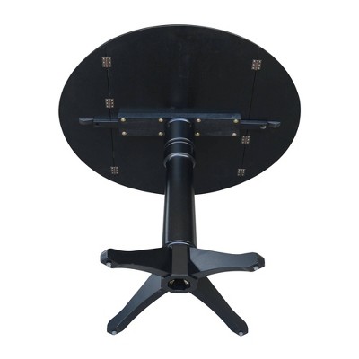 Elegant 45" Round Black Wood Dual Drop Leaf Counter Height Table