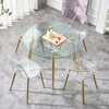 Vynxaria 40" Gold & Glass Round Coffee Tables - Modern Minimalist Dining Set - 4 of 4