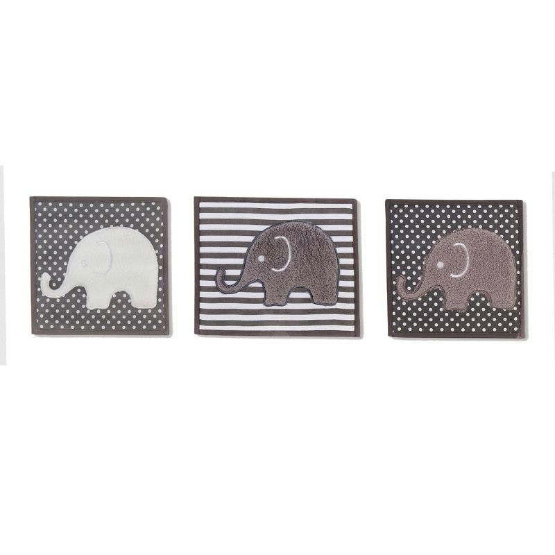 Bacati - Elephants White/Gray 10 pc Crib Bedding Set with Long Rail Guard Cover, 3 of 13