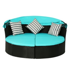 BestMassage Round Wicker Patio Daybed for Backyard Porch Patio or Poolside - 1 of 4