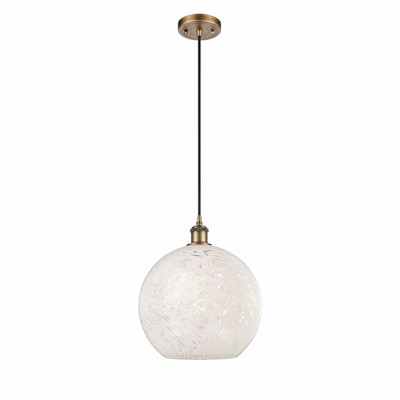 White Mouchette - 1 Light Cord Hung Pendant In Modern Style-13.5 Inches Tall and 12 Inches Wide