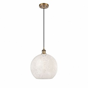 White Mouchette - 1 Light Cord Hung Pendant In Modern Style-13.5 Inches Tall and 12 Inches Wide - 1 of 1