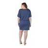 24seven Comfort Apparel Plus Size Solid Color Loose Fit V Neck T Shirt Style Knee Length Dress - 3 of 4