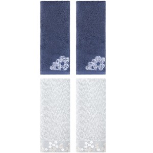 REGALWOVEN 4 Pcs 100% Cotton Floral Embroidered Soft Absorbent Decorative Hand Towel - 1 of 4