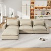 128"W Sectional Sofa with Movable Ottoman, Chenille Upholstered Sofa Couch with Charging Ports and Pillows 4L - ModernLuxe - 2 of 4