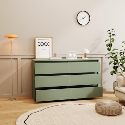 VYNXARIA White color Large 6 drawers chest of drawer dressers table with golden handle