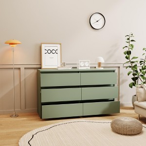 VYNXARIA White color Large 6 drawers chest of drawer dressers table with golden handle - 1 of 4