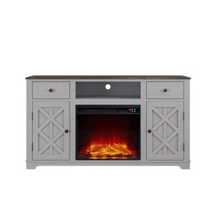 60" Farmhouse TV Stand with Electric Fireplace, Storage & Cable Management - Festivo - 1 of 4