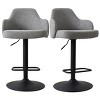 Mars Set Of 2 Armrest Upholstered 360° Swivel Counter Height Stool, 26"-34.5" Adjust Barstool With Black Legs-Maison Boucle - 2 of 4