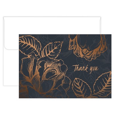 50ct Black Copper Flower Thank Card Pack