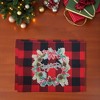 Unique Bargains Christmas Place Mats Pinecone Wreath Bow Linen Red Black Blue 13"x17.7" 2 Pcs - 2 of 4