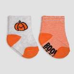 Carter's Just One You® Baby 2pk Halloween Crew Socks - Gray/Orange