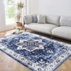 Washable Soft Rug Vintage Distressed Rug Low Pile Thin Rug Non Slip Non Shedding Accent Throw Rug for Dining Room Bedroom - 2 of 4