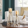 Danya B Maeve Tinted Glass Warm Gold Pedestal Hurricane Candle Holders - Set of 2 - 2 of 4