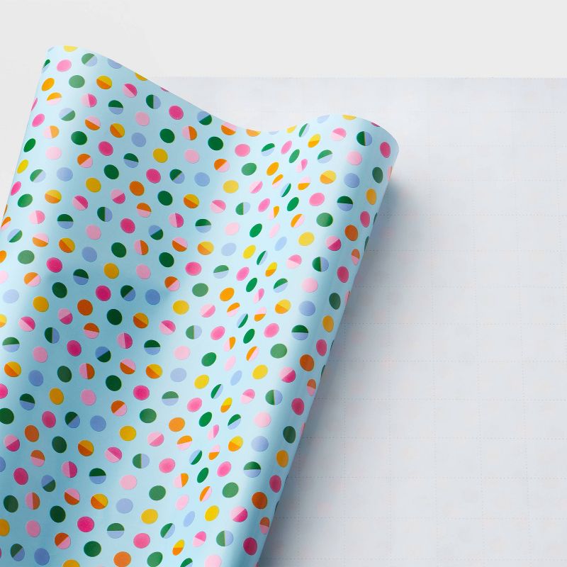 Blue Dots Gift Wrapping Paper - Spritz&#8482;: Multicolored Flowers, FSC Certified, for Birthdays & Baby Celebrations, 3 of 4