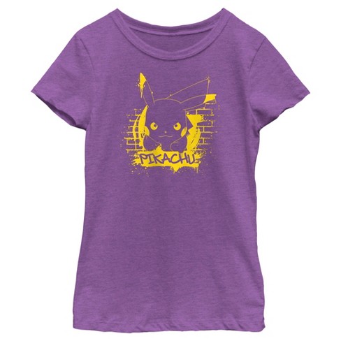 Girl's Pokemon Pikachu Mural T-shirt - Purple Berry - Medium : Target