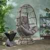 Swivel Rattan Patio Egg Chair,Rattan Basket Shape Swivel Egg Chair With Water-resistant Cushions - Maison Boucle - 2 of 4
